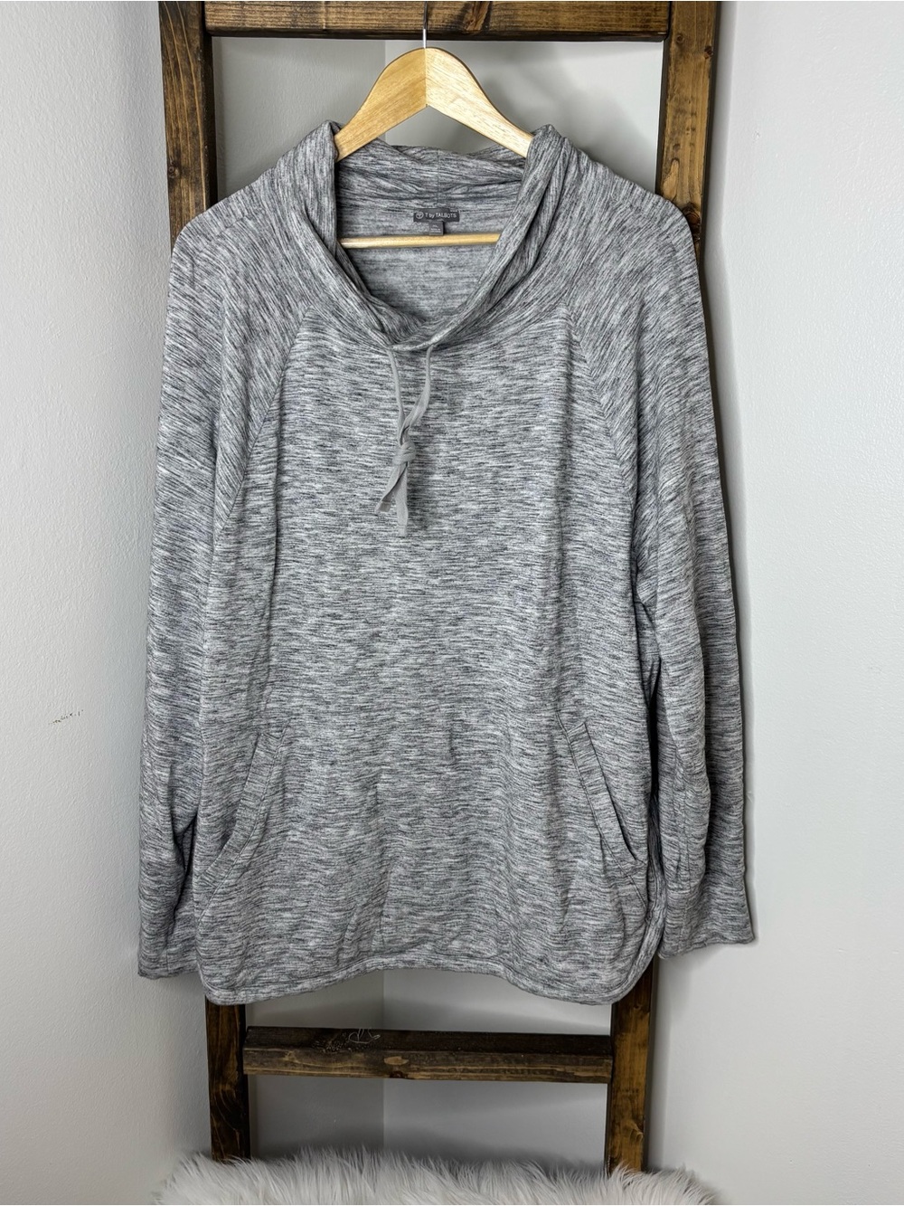 T by Talbots Gray Cowl Neck Pullover Sweater Size XL